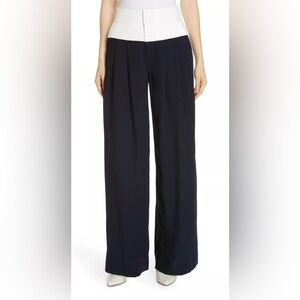 Joie Analina E Colorblock Wide-Leg Pants Midnight-Porc Blue NWT $248 Size 2